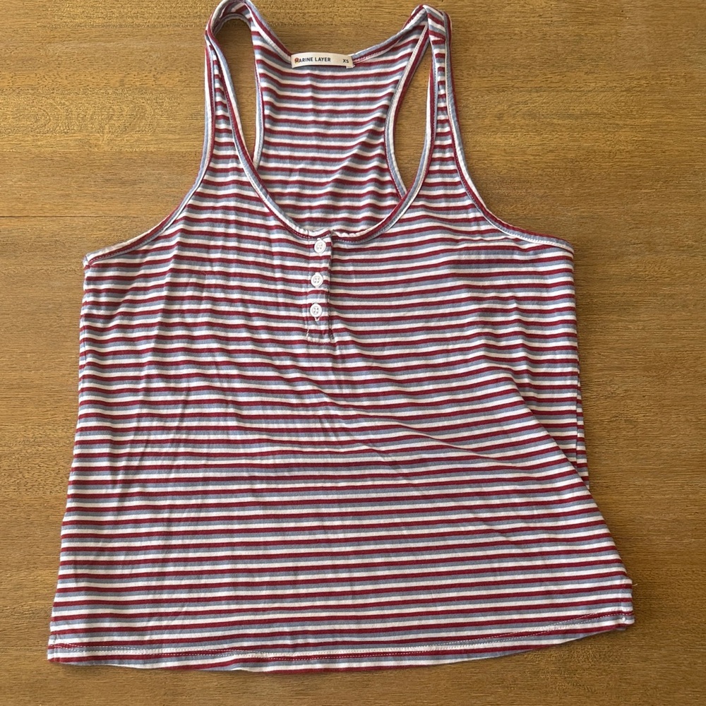 Marine Layer Red and White Striped Tank Top